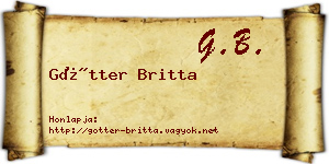 Götter Britta névjegykártya